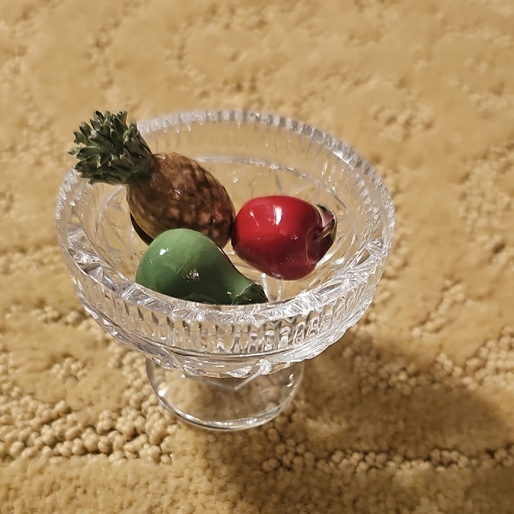Waterford Crystal Miniature Glass Bowl with Decorative Fruits